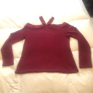 Waffle Knit Cold Shoulder Top